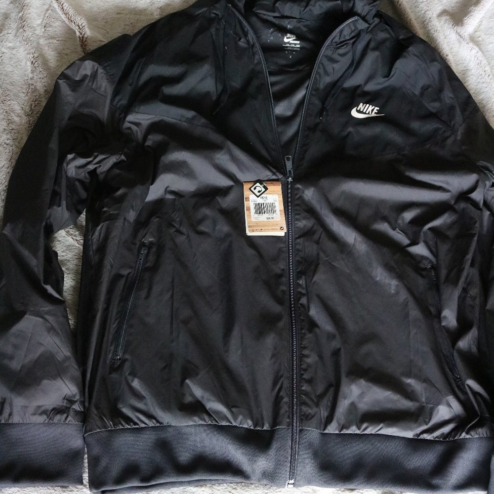 Nike Hooded Black Windbreaker Jacket Size XXL